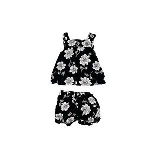 Carter’s black and white floral print tank and shorts set size 12 months